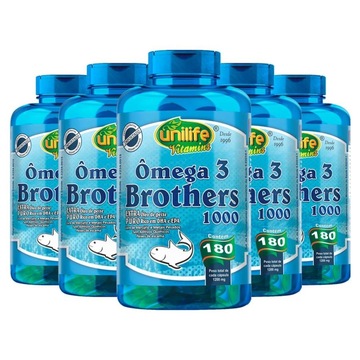 Kit Ômega 3 Brothers 1200mg Unilife - 180 cápsulas - 5 Unds