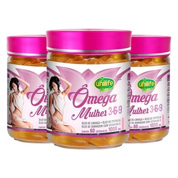 Kit de Ômega 3,6 e 9 mulher 1000mg Unilife - 60 cápsulas - 3 unidades