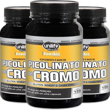 Kit de Picolinato de Cromo Unilife - 120 Cápsulas - 3 unidades