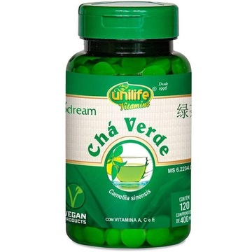 Chá verde com vitamina A, C e E Unilife - 120 cápsulas