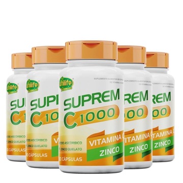 Kit Suprem C 1000 Vitamina C 1000 mg + Zinco 7mg Unilife - 30 Cápsulas - 5 unidades