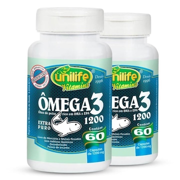 Kit de Ômega 3 Óleo de Peixe 1200mg Unilife - 60 cápsulas - 2 unidades