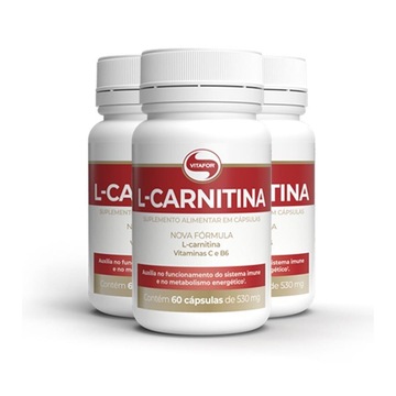 Kit de L-Carnitina + B6 Vitafor - 60 cápsulas - 3 unidades