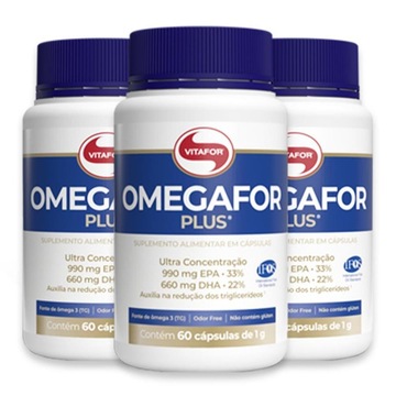 Kit de Ômegafor Plus 1000mg Vitafor - 60 cápsulas - 3 unidades