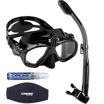 Kit de Mergulho Cressi: Máscara de Mergulho Action + Snorkel Supernova Dry + Anti Fog Sea Gold - Adulto