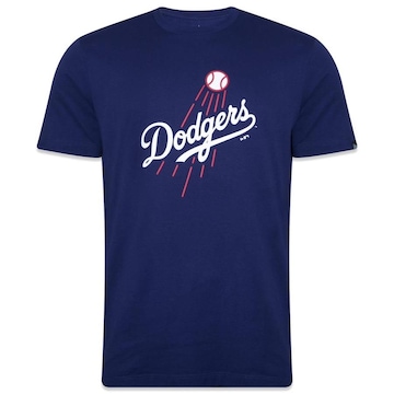 Camiseta New Era Regular MLB Los Angeles Dodgers Core Manga Curta Azul Royal - Masculino