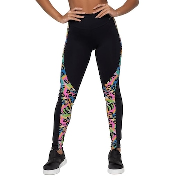 Calça Legging AVA Fitness Suplex com Recorte Estampado - Feminina