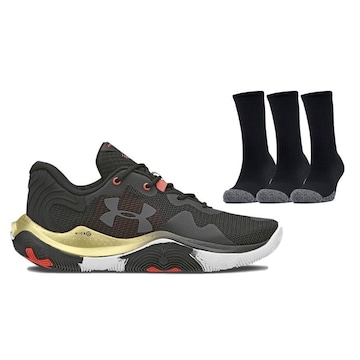 Kit Tênis Under Armour Buzzer + Meia Cano Alto com 3 Pares - Masculino