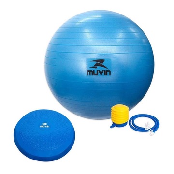 Kit de Bola de Pilates - 65Cm + Bomba - Função Antiestouro + Balance Cushion + Disco de Equilíbrio