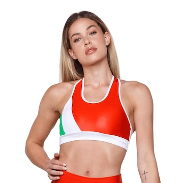 Top Fitness AVA Fitness Wear Poliamida Brilhoso Com Recorte - Adulto