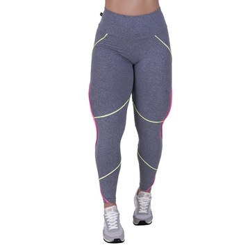 Calça Legging Orbis Fitness Recortes Cós Alto Modeladora Suplex - Feminina