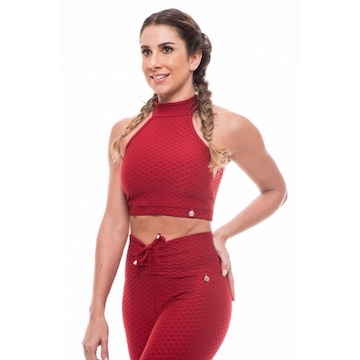 Top Fitness Gola Alta Vibs Fitwear e Bojo Removível Fitness - Feminino