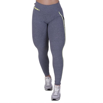 Calça Legging Orbis Fitness Recorte Lateral com Bolso Detalhe Neon - Feminina