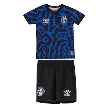 Kit de Uniforme de Futebol do Grêmio 3 2021 Umbro Com Camisa + Calção - Infantil