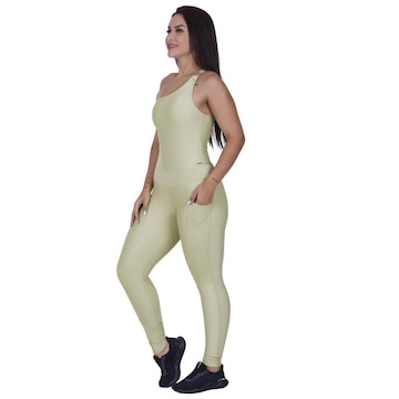 Macacão Orbis Fitness Um Ombro Brilho Wonder Bojo Bolso - Feminino