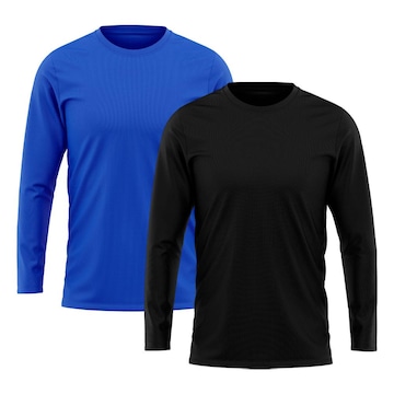 Kit de Camiseta Manga Longa Rony Versátil Térmica Segunda Pele Proteção Solar Uv 50+ - 2 Unidades - Masculina