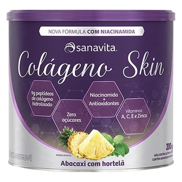 Colágeno Skin Niacinamida Sanavita - Abacaxi com Hortelã - 200g
