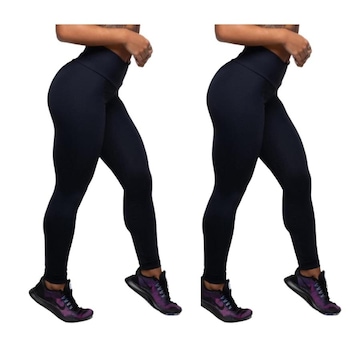 Kit de Calça Legging Belmento Suplex Básica Cintura Alta - Feminina - 2 Unds