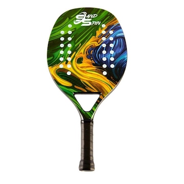 Raquete de Beach Tennis Sland Spin Brazilian Flag Full Carbon + Raqueteira