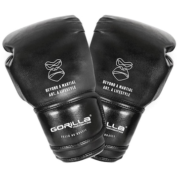 Luva Boxe 12Oz Lifestyle Essencial Black Classic Gorilla Muay Thai kickboxing Fight Combate