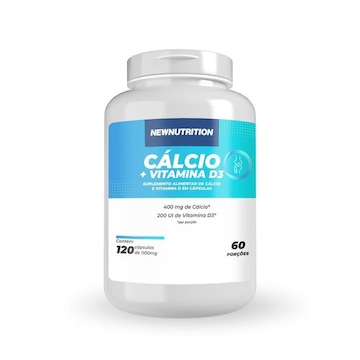 Calcio + Vitamina D3 500mg NewNutrition - 120 Caps