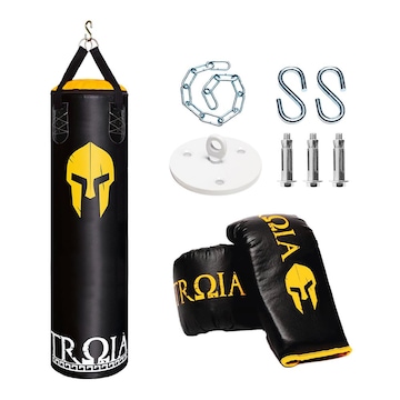 Kit de Luta Troia: Saco de Pancada Profissional + Luvas + Suporte - 160cm