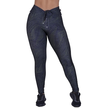 Calça Legging Fitness Orbis Fusô Cirrê Estampado Cós Alto - Feminina