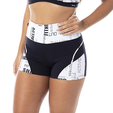 Shorts Fitness Orbis Curto Jacquar Poliamida Cintura Alta - Feminino