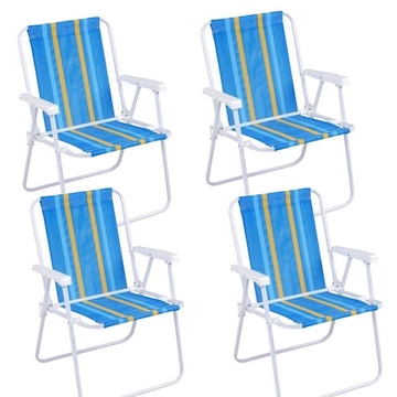 Kit Cadeiras de Praia Mor Alta Aço Familia com - 4 unidades