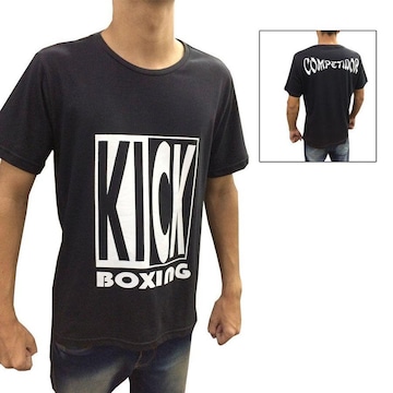 Camisa Camiseta Kickboxing Full Contact Preto/Branco Duelo Fight