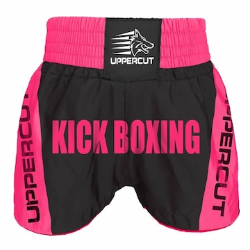 Calção Short Kickboxing  Premium Preto/Rosa Uppercut