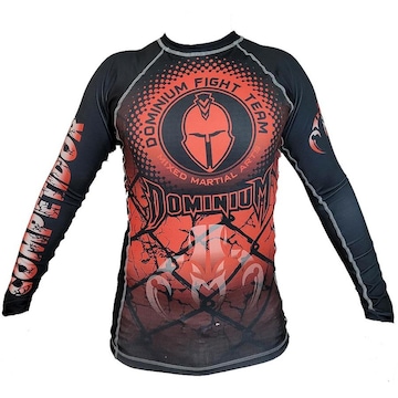 Camisa Rash Guard Manga Longa Preto/Vermelho 2197 Dominium