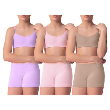Kit Conjunto Sutiã + Calcinha Selene sem Costura - 3 Unidades - Infantil