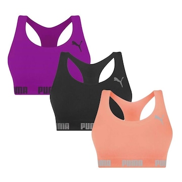 Kit Top Puma Nadador Sem Costura - Feminino - 3 Unidades