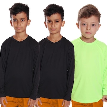 Kit Camisetas Manga Longa Dellas Fit Térmica - 3 Unidades - Infantil