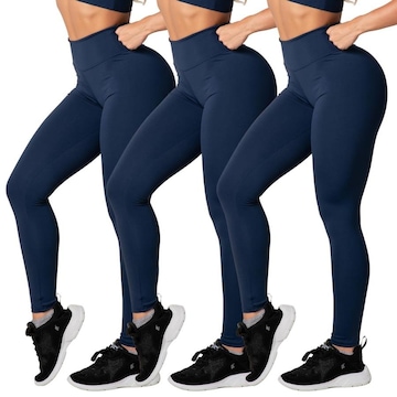 Kit de Calça Legging Belmento Suplex Academia Básica - Feminina - 3 Unds