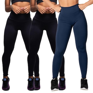 Kit de Calça Legging Belmento Suplex Academia Básica - Feminina - 3 Unds