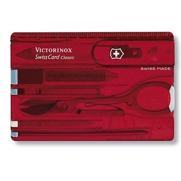 Cartão Victorinox SwissCard Classic Translúcido Vermelho