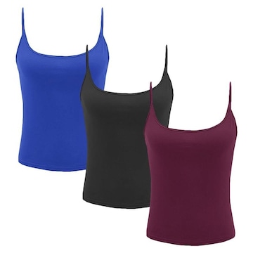 Kit Camisetas Regata de Alcinha Pmc Básica - 3 Unidades - Feminina