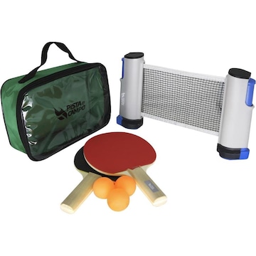 Kit de Tênis de Mesa e Ping Pong Pista e Campo com Raquete Retrátil 1,60m