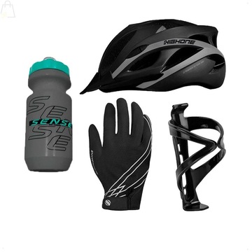 Kit de Proteção WG Sports Ciclista Iniciante com Capacete + Luvas + Suporte + Garrafa - 500ml