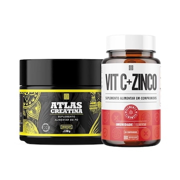 Kit Iridium Labs com Creatina Atlas 90g + Vitamina C 1.000mg + Zinco 60 comprimidos