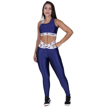 Conjunto Orbis Fitness com Calça Legging Cós Transpasse + Top Bojo Cirrê 3D - Feminino