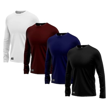 Kit Camisetas Segunda Pele Térmica Mants com Proteção UV 30+ Manga Longa 4 Unds - Masculina