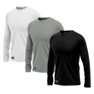 Kit Camisetas Segunda Pele Térmica Mants com Proteção UV 30+ Manga Longa 3 Unds - Masculina