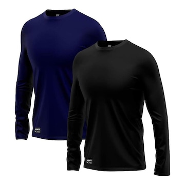 Kit Camisetas Segunda Pele Térmica Mants com Proteção UV 30+ Manga Longa 2 Unds - Masculina