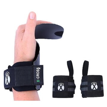 Kit Luvas Palmar X-Cross BR Hand Grip + Munhequeira Elástica