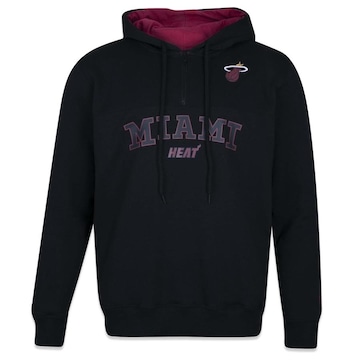 Blusão de Moletom com Capuz New Era Canguru Fechado NBA Miami Heat Back To School Masculino