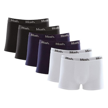 Kit 6 Peças Cueca Boxer Mash Masculina Algodão Elástico