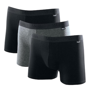 Kit de Cuecas Boxer Mash Algodão Elástico - 3 Unidades - Masculina